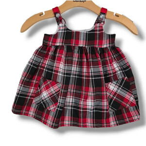 ✳️5/$15 - Bonnie Baby by Bonnie Jean Red Metallic Plaid Dress – Baby Girl 12M